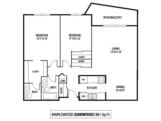 Oakwood Apartments in Plymouth, MN 2 Bedroom 1.5 Bath