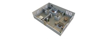 1 Bed 1 Bath  Floor Plan with Study at Green Acres Apartments,Michigan, 48603