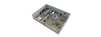 1 Bed 1 Bath Floor Plan with Walk In Closet at Green Acres Apartments,Saginaw, 48603