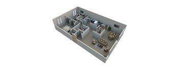 2 Bed 1.5 Bath  Floor Plan at Green Acres Apartments,4645 Colonial Drive, Saginaw MI, 48603