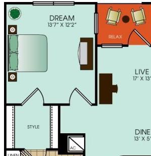 1 bedroom apartments in Richardson Texas 1 bedroom 1 bath apartment with dining area, private patio and 838 square feet