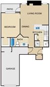 Jewel floorplan-1 bedroom with attached garage The Windsor Townhomes and Apartments - Floor Plans