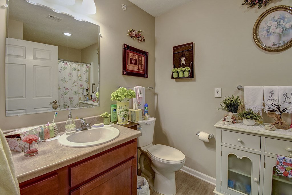 a bathroom with a sink toilet and a mirror
