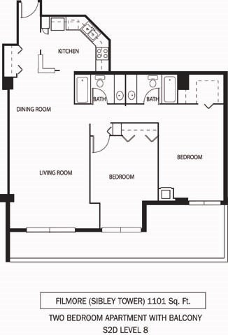 Galtier Towers Apartments in Lowertown, St. Paul, MN 2 Bedroom 2 Bath Apartment