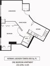 Galtier Towers Norman Floor Plan Galtier Towers Apartments in Lowertown, St. Paul, MN 1 Bedroom 1 Bath Apartment