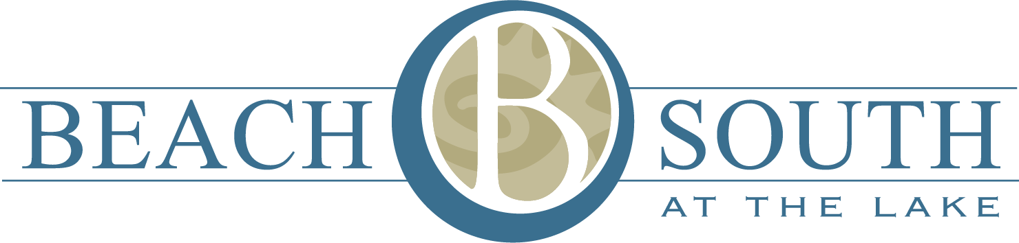 The image is a logo for Beach South at the Lake.