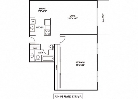 Ash Floor Plan at Pebblebrook Flats, Bloomington, MN