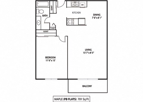 Maple Floor Plan at Pebblebrook Flats, Bloomington, MN, 55437