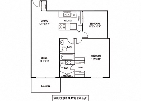 Spruce Floor Plan at Pebblebrook Flats, Bloomington, Minnesota
