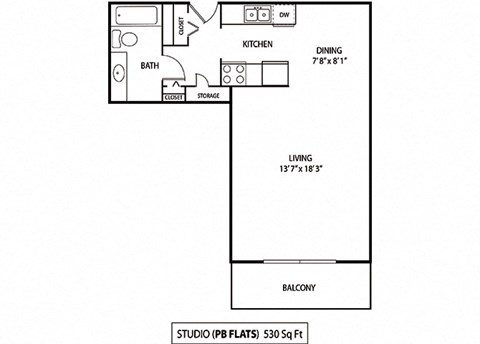 Studio Floor Plan at Pebblebrook Flats, Minnesota, 55437