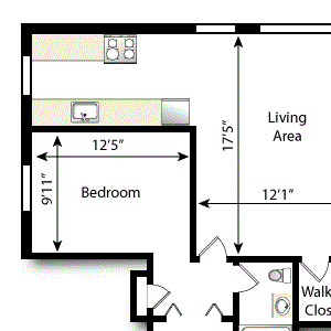 1 Bedroom x 1 Bathroom