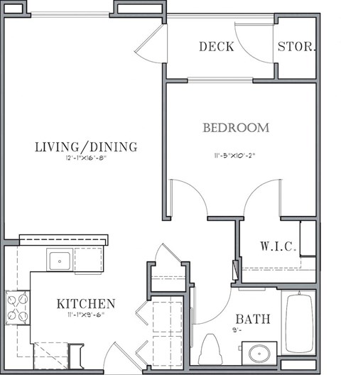 Burbank Senior Artists Colony Burbank, CA 1B Floor Plan 630 - 694 SF