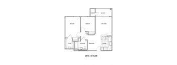 The Piedmont North Hollywood, CA 2 Bedroom Floor Plan