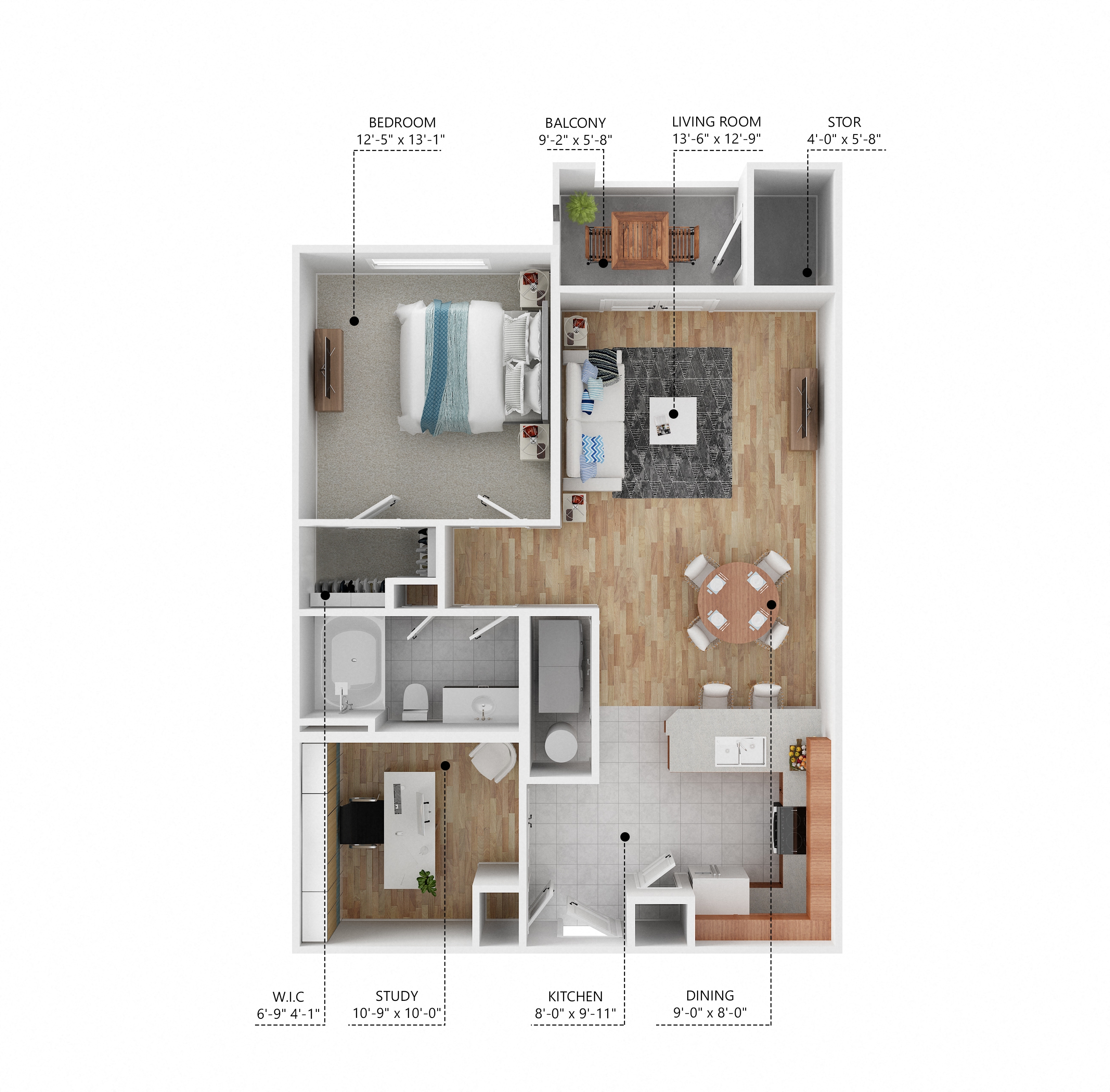 The Brightleaf Floor Plan at The Heritage at Arlington Apartment Homes, North Carolina, 27834