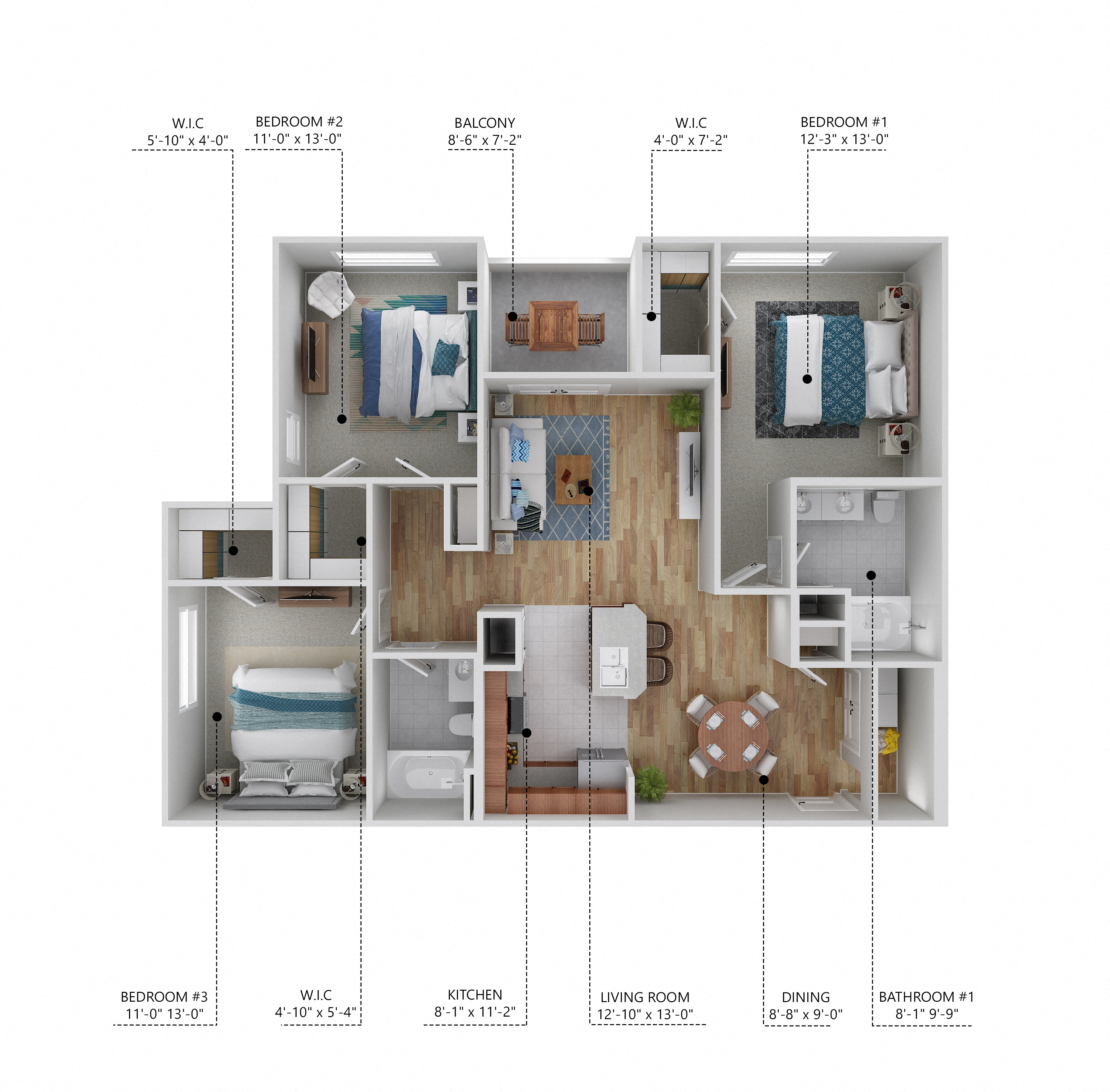The Burley Floor Plan at The Heritage at Arlington Apartment Homes, Greenville, 27834