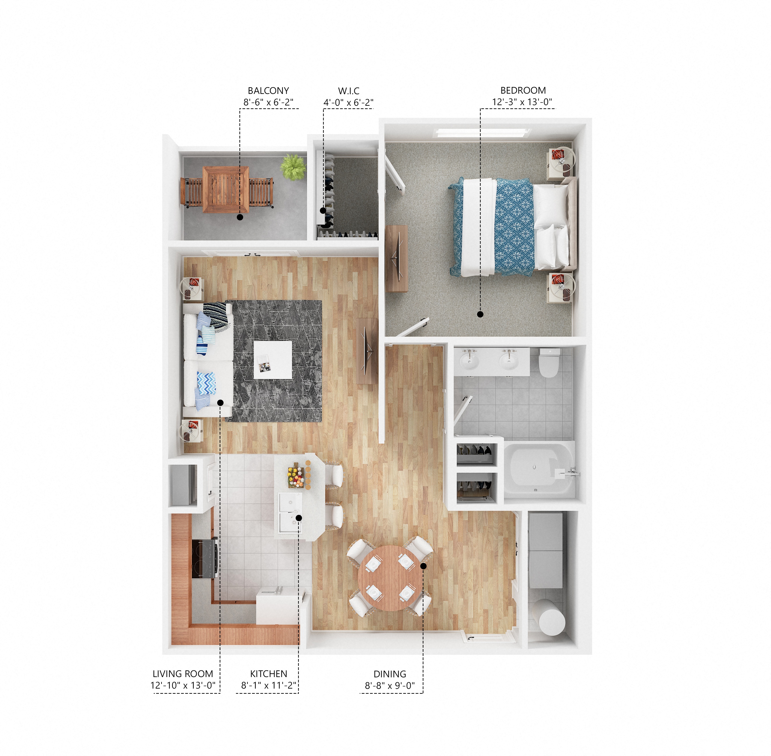The Martinsborough Floor Plan at The Heritage at Arlington Apartment Homes, Greenville, North Carolina