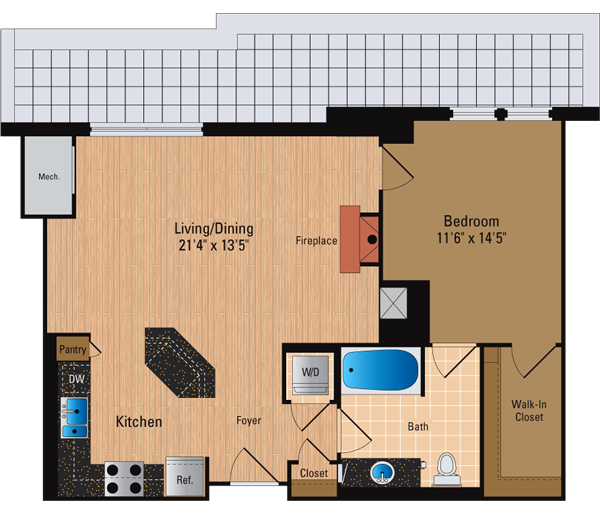 1 Bedroom 1 Bath A9P2 Floor Plan 6