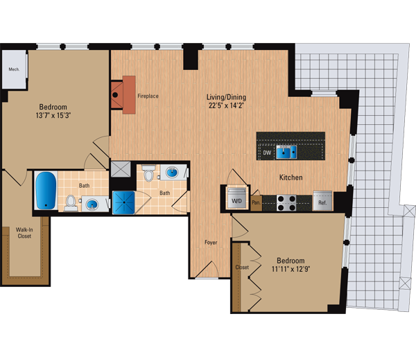 2 Bedroom 2 Bath B9P2 Floor Plan 11