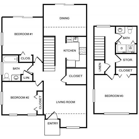 3 Bed 2 Bath Floor Plan 3
