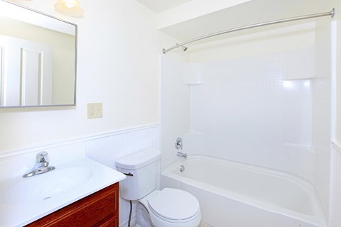 a bathroom with a sink toilet and a bath tub