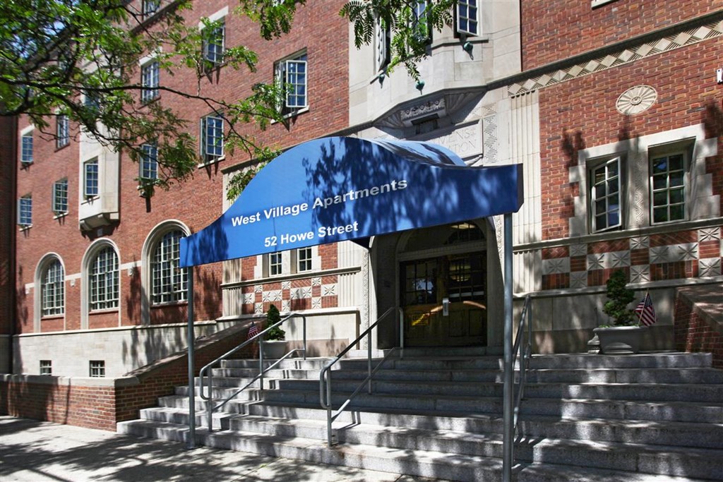 the front of the west village administration building