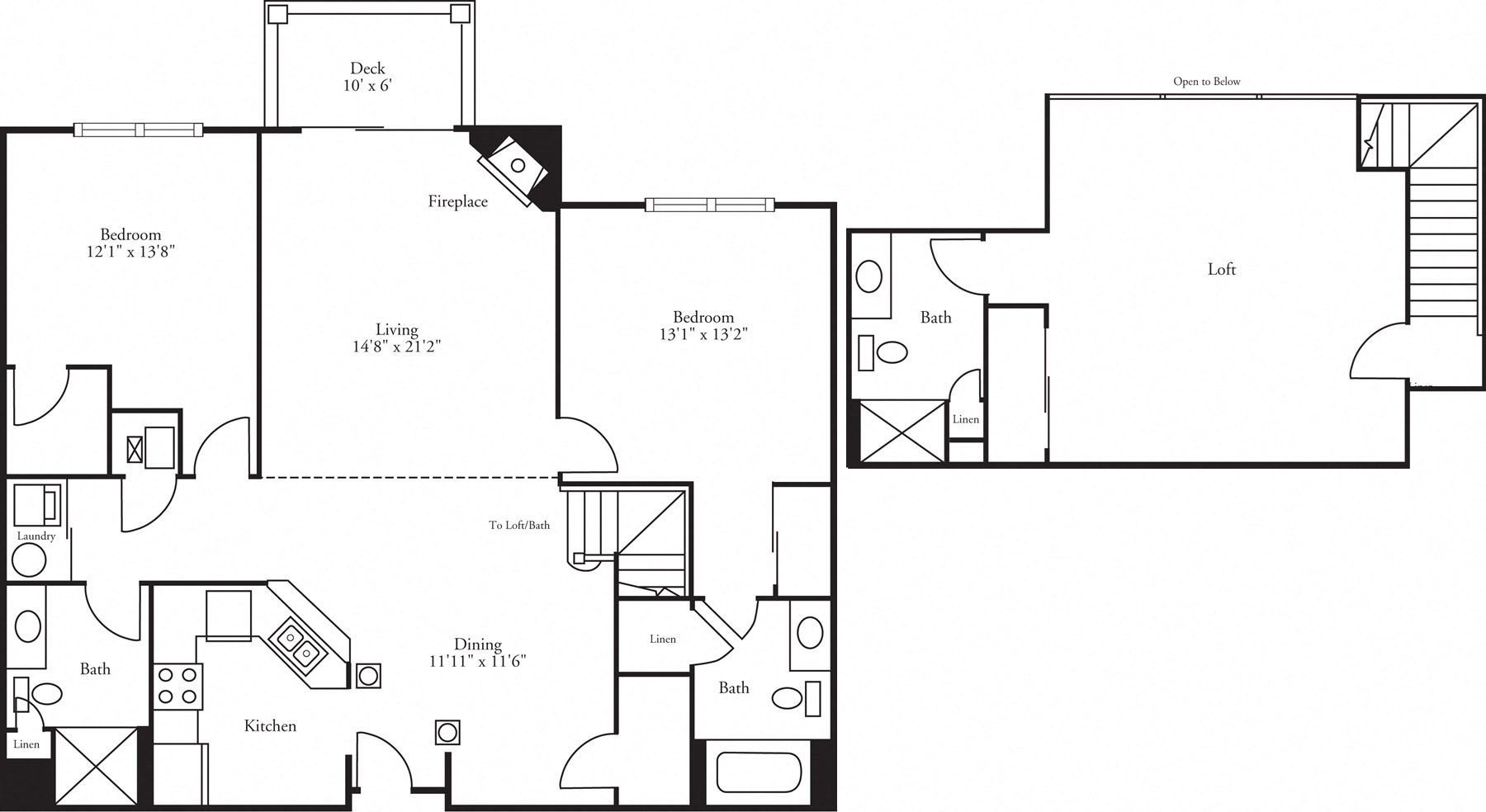 layout for the 2 bed, 3 bath Doral w/ loft floor plan at the pinnacle at the club at brookfield hills