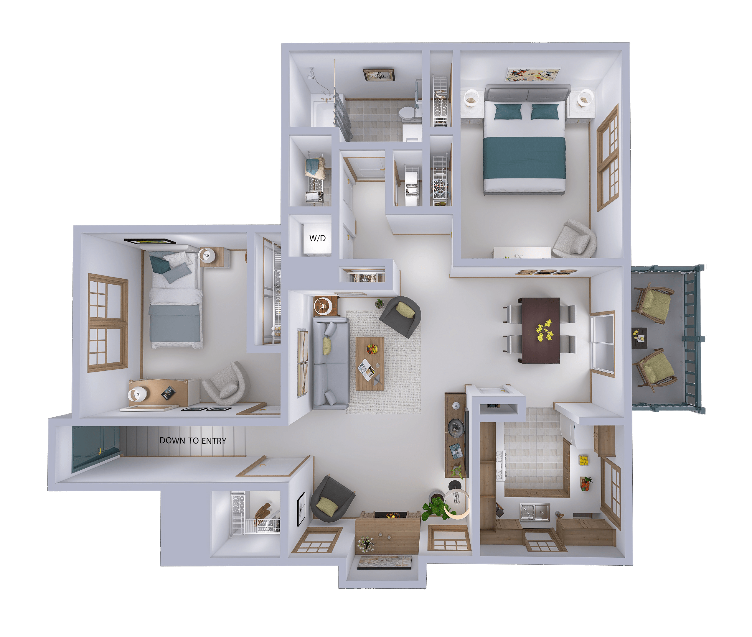 2 Bed, 1 Bath Upper (C)