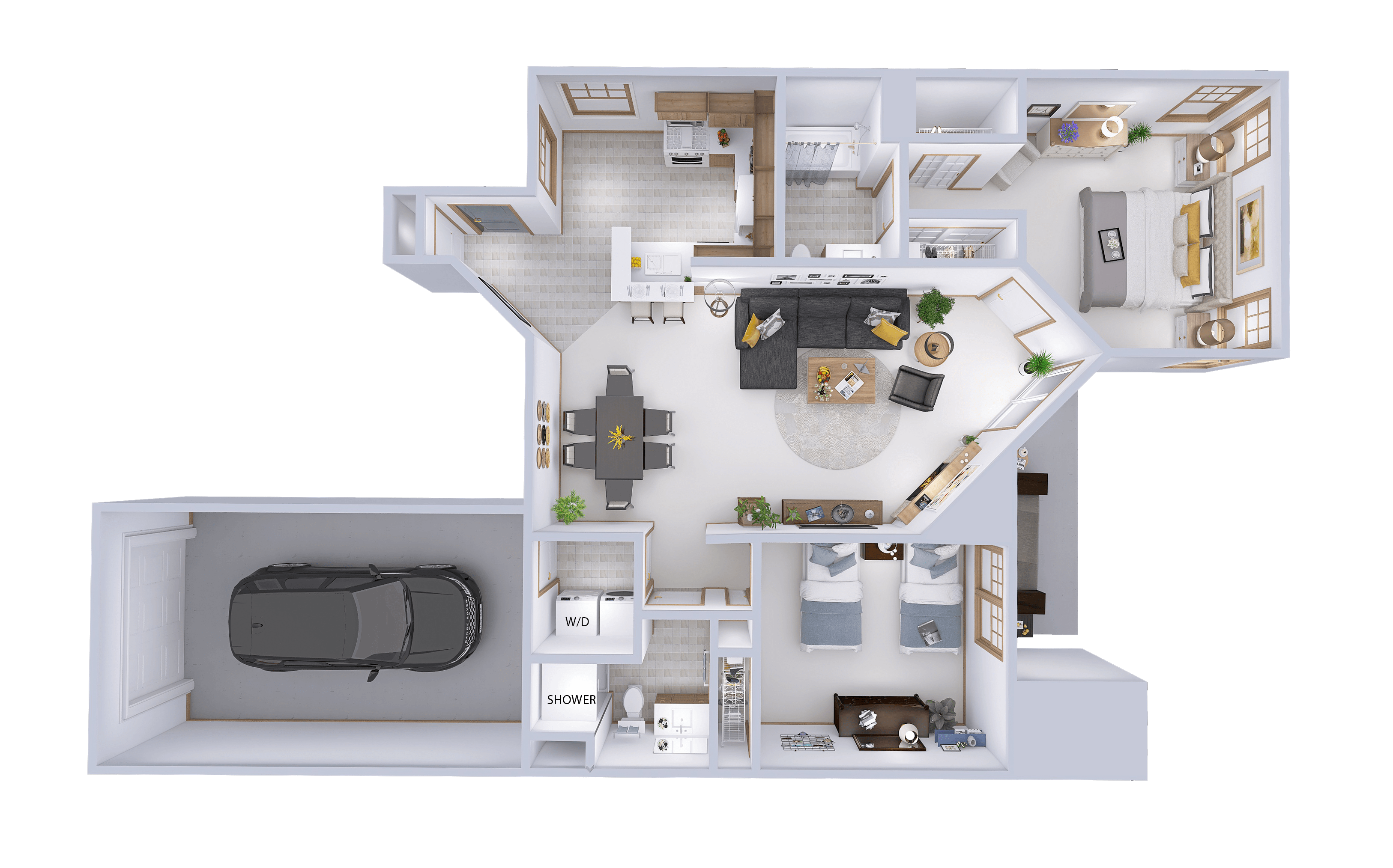 2 Bed, 2 Bath Lower (D)