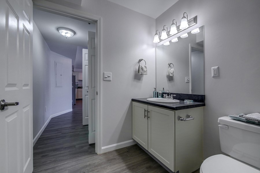 Master Bath Lighting at Carisbrooke at Manchester Apartments, Manchester, New Hampshire