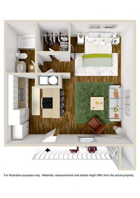 Studio Floor Plan at The Grove Apartments  at Lyndon, Louisville