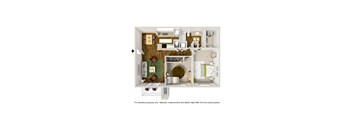 2 Bedroom 1 Bath Floor Plan at The Grove  Apartments at Lyndon, Kentucky, 40222