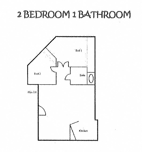 2 Bedroom/1 Bath Floor Plan 2
