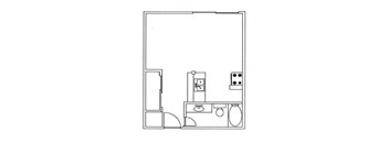 Caribbean Cove Anaheim, CA Studio Floor Plan 490 SF