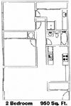 Caribbean Cove Two Bedroom Floor Plan Caribbean Cove Anaheim, CA Two Bedroom Floor Plan 950 SF
