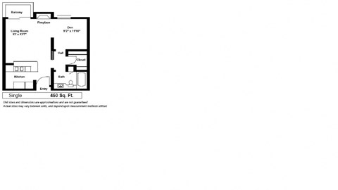 Kingsley Plaza Los Angeles, CA Single Floor Plan 450 SF