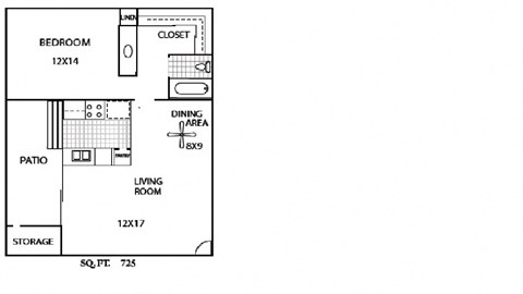 La Serena Rowland Heights, CA 1x1 Floor Plan 725 SF