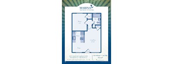 Marina Apartments & Boat Slips Long Beach, CA One Bedroom One Bathroom Floor Plan 470 - 675 SF
