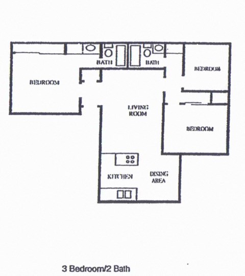 Newhope Pines Santa Ana, CA 3x2 Floor Plan 1190 SF