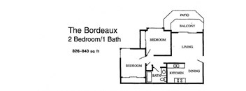 San Tropez Santa Ana, CA The Bordeuax Floor Plan 850 SF