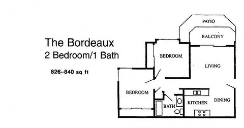 San Tropez Santa Ana, CA The Bordeuax Floor Plan 850 SF