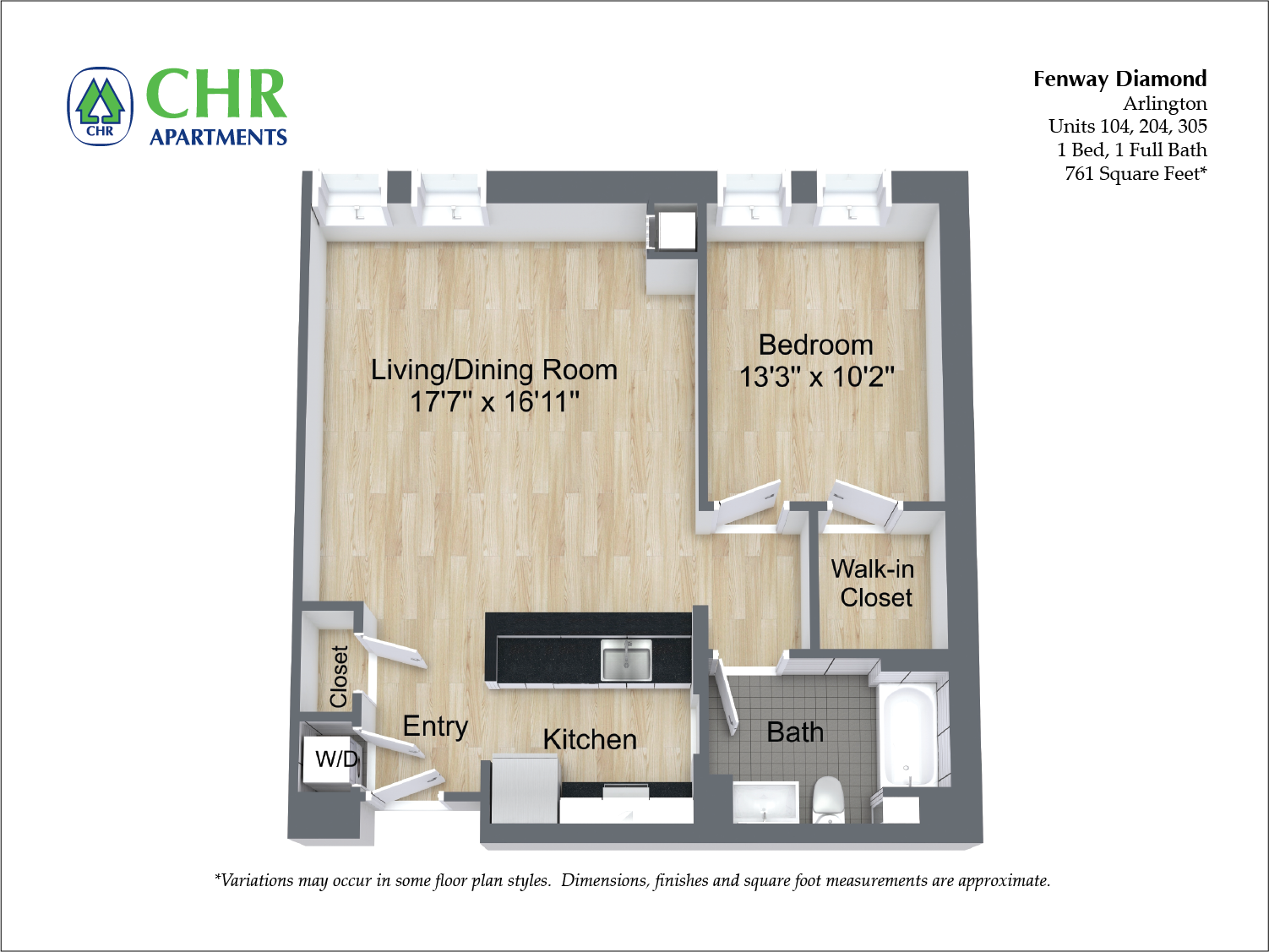 1 Bed/1 Bath with Walk-In Closet