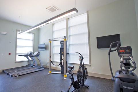 exercise equipment at the district at highland village apartments