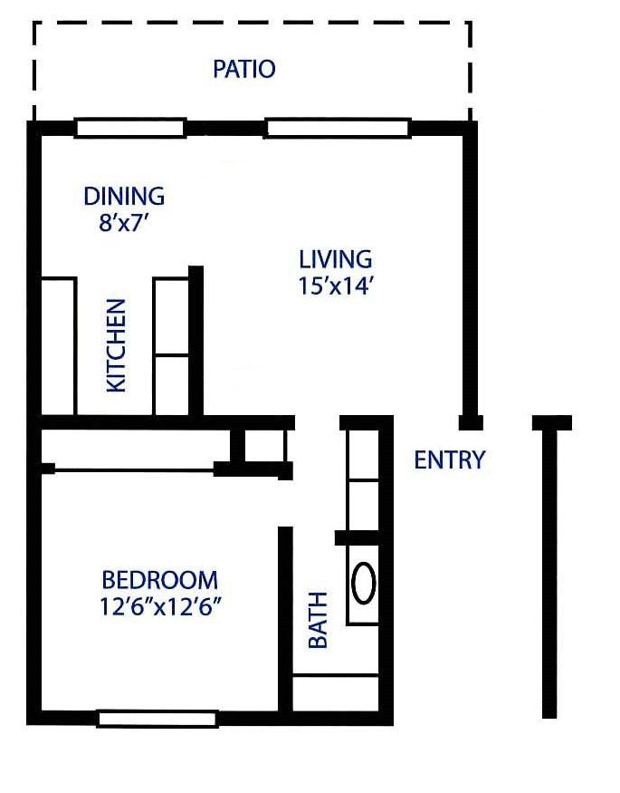 One Bedroom Floor Plan 1