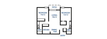 Two Bedroom, Two Bath