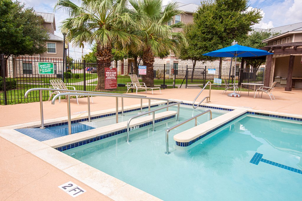 our apartments have a resort style pool and patio