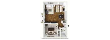 1 bedroom 1 bathroom Floor plan at Waterstone at Metro, Los Angeles, CA, 90034