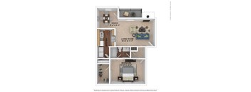 The Ashe Floor Plan at Lake Johnson Mews  Apartments, PRG Real Estate Management, Raleigh, North Carolina