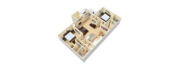 The Charleston 2 bedroom 2 bathroom  Floor Plan at Palmetto Place Apartments in Taylors SC