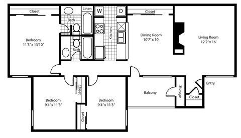 Chalet Floor Plan at The Summit Apartments in Mesquite, Texas, TX