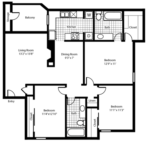 Vail Floor Plan at The Summit Apartments in Mesquite, Texas, TX